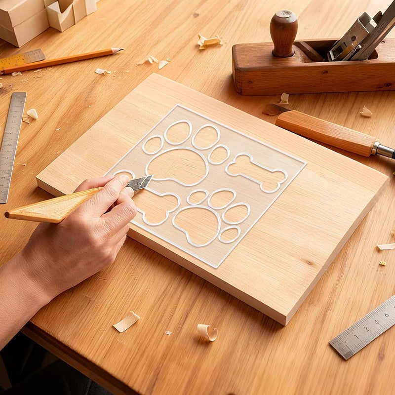 beinkmake Paw Print Router Template Dog Bones Acrylic Router Template for Woodworking Drawing Inlay Templates Charcuterie Board Decorative Templates - Image 4